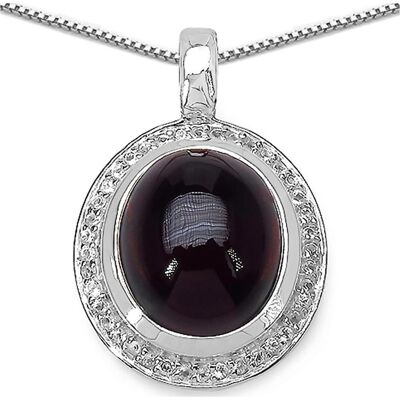 Xen, Halsschmuck, Anhänger mit Kette Granat Cabochon 45 cm 925 Silber, (925 Sterling Silber, 45 cm) Xen, Halsschmuck, Anhänger mit Kette Granat Cabochon 45 cm 925 Silber, (925 Sterling Silber, 45 cm)