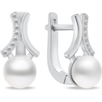 Brilio, Ohrringe, Silver - Charming silver earrings with pearl and zircons EA763W, (Silber) Brilio, Ohrringe, Silver - Charming silver earrings with pearl and zircons EA763W, (Silber)