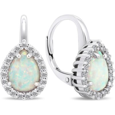 Brilio, Ohrringe, Silver - Amazing silver earrings with zircons and opals EA392W, (Silber) Brilio, Ohrringe, Silver - Amazing silver earrings with zircons and opals EA392W, (Silber)