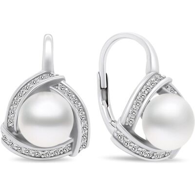 Brilio, Ohrringe, Silver - Luxury pearl earrings made of silver EA393W, (Silber) Brilio, Ohrringe, Silver - Luxury pearl earrings made of silver EA393W, (Silber)