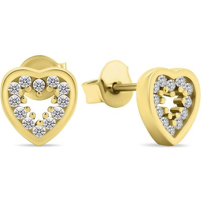Brilio, Ohrringe, Silver - Charming gold-plated earrings with zircons Hearts EA573Y, (Silber) Brilio, Ohrringe, Silver - Charming gold-plated earrings with zircons Hearts EA573Y, (Silber)