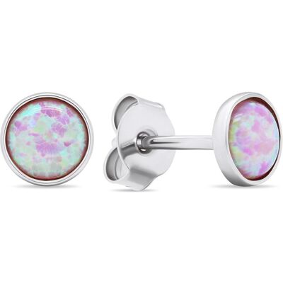 Brilio, Ohrringe, Silver - Silver stud earrings with pink synthetic opals EA579WP, (Silber) Brilio, Ohrringe, Silver - Silver stud earrings with pink synthetic opals EA579WP, (Silber)