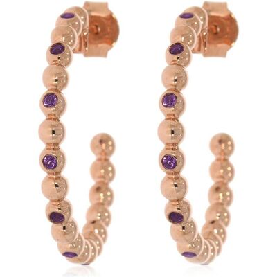 Xen, Ohrringe, Steckcreolen mit Amethyst ca. 0,40 ct. rosèvergoldet, (925 Sterling Silber) Xen, Ohrringe, Steckcreolen mit Amethyst ca. 0,40 ct. rosèvergoldet, (925 Sterling Silber)