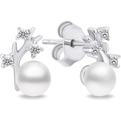 Brilio, Ohrringe, Silver - Unique silver earrings with real pearls EA622W, (Silber) Brilio, Ohrringe, Silver - Unique silver earrings with real pearls EA622W, (Silber)