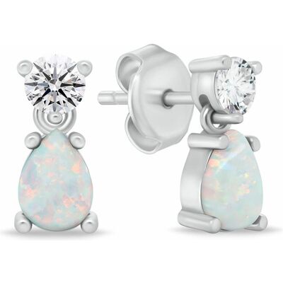 Brilio, Ohrringe, Silver - Modern silver earrings with synthetic opals EA1187W, (Silber) Brilio, Ohrringe, Silver - Modern silver earrings with synthetic opals EA1187W, (Silber)