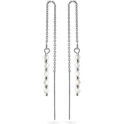 Again Jewelry, Ohrringe, - Silver chain earrings with moonstone AJKNS003, (Silber) Again Jewelry, Ohrringe, - Silver chain earrings with moonstone AJKNS003, (Silber)