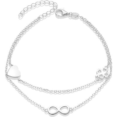 Beneto, Armschmuck, Stylish double silver bracelet AGB636 / 21, (Silber) Beneto, Armschmuck, Stylish double silver bracelet AGB636 / 21, (Silber)