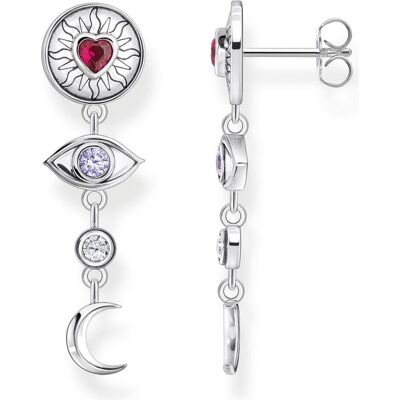 Thomas Sabo, Ohrringe, Ohrring kosmische Talismane mit bunten Steinen Silber geschwärzt, (Silber) Thomas Sabo, Ohrringe, Ohrring kosmische Talismane mit bunten Steinen Silber geschwärzt, (Silber)
