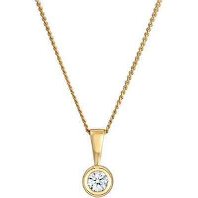 Elli, Halsschmuck, Solitaire Runder Kreis Diamant Halskette, (585 Gelbgold, 45 cm) Elli, Halsschmuck, Solitaire Runder Kreis Diamant Halskette, (585 Gelbgold, 45 cm)