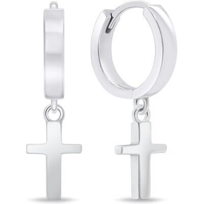 Brilio, Ohrringe, Silver - Silver hoop earrings Cross EA735W, (Silber) Brilio, Ohrringe, Silver - Silver hoop earrings Cross EA735W, (Silber)