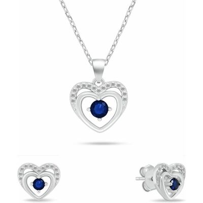 Brilio, Schmuck Set, Silver - Delicate silver jewelry set Hearts withue zircons SET295WB (necklace. earrings), Blau, Silber, (Silber) Brilio, Schmuck Set, Silver - Delicate silver jewelry set Hearts withue zircons SET295WB (necklace. earrings), Blau, Silber, (Silber)