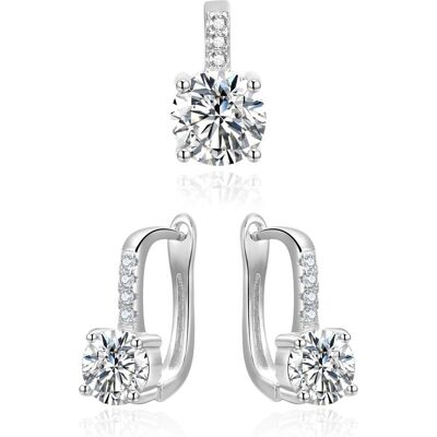 Beneto, Schmuck Set, Elegant jewellery set with zirconia AGSET359 (pendant. earrings), Silber Beneto, Schmuck Set, Elegant jewellery set with zirconia AGSET359 (pendant. earrings), Silber
