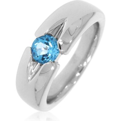 Xen, Ring, Ring mit 5 mm Blautopas ca. 0,54 ct. rhodiniert, (56, 925 Silber) Xen, Ring, Ring mit 5 mm Blautopas ca. 0,54 ct. rhodiniert, (56, 925 Silber)