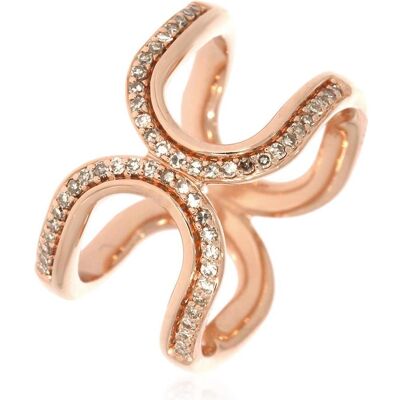 Xen, Ring, Ring mit 54 braunen Diamanten ca. 0,26 ct. rosèvergoldet, (52) Xen, Ring, Ring mit 54 braunen Diamanten ca. 0,26 ct. rosèvergoldet, (52)