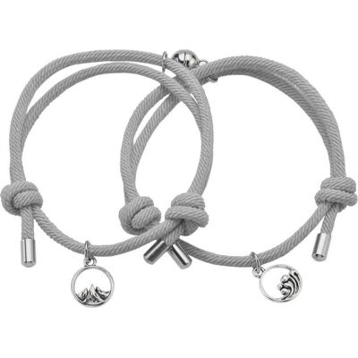 JTI, Armschmuck, Paar Armband mit Magnet - Grau, (Polyester) JTI, Armschmuck, Paar Armband mit Magnet - Grau, (Polyester)