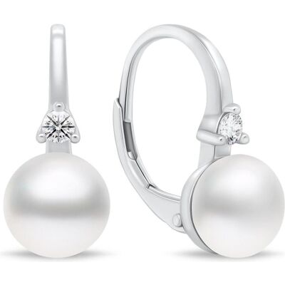 Brilio, Ohrringe, Silver - Fine silver earrings with pearls EA955W, (Silber) Brilio, Ohrringe, Silver - Fine silver earrings with pearls EA955W, (Silber)