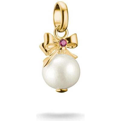 Thomas Sabo, Kettenanhänger, Charm-Anhänger Perle mit Schleife Connect 18 Vergoldung, (Silber 925) Thomas Sabo, Kettenanhänger, Charm-Anhänger Perle mit Schleife Connect 18 Vergoldung, (Silber 925)