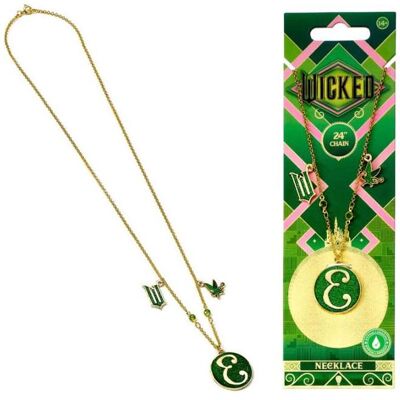 Carat, Halsschmuck, WICKED Elphaba 'E' Icon Green & Gold Necklace with Charm Embellishments Carat, Halsschmuck, WICKED Elphaba 'E' Icon Green & Gold Necklace with Charm Embellishments
