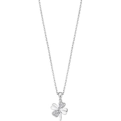 Lotus Halsschmuck, Silver - Gentle silver necklace with clear zircons four-leaf clover LP3108-1 / 1, (Silber) Lotus Halsschmuck, Silver - Gentle silver necklace with clear zircons four-leaf clover LP3108-1 / 1, (Silber)