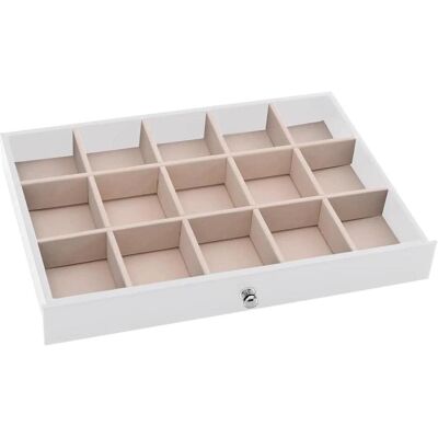 vidaXL Uhrenbox + Schmuckaufbewahrung, Nikolas, Beige, Weiss vidaXL Uhrenbox + Schmuckaufbewahrung, Nikolas, Beige, Weiss