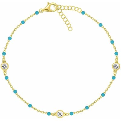 Brilio, Armschmuck, Silver - Gold plated bracelet with turquoise beads and zircons BRC182YTQ, (Silber, Türkis) Brilio, Armschmuck, Silver - Gold plated bracelet with turquoise beads and zircons BRC182YTQ, (Silber, Türkis)