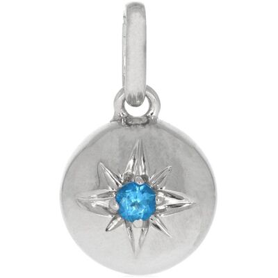 Xen, Kettenanhänger, Anhänger mit 2,5 mm Swiss Blue Topas ca. 0,09 ct. rhodiniert, (925 Sterling Silber) Xen, Kettenanhänger, Anhänger mit 2,5 mm Swiss Blue Topas ca. 0,09 ct. rhodiniert, (925 Sterling Silber)