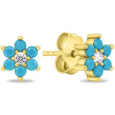 Brilio, Ohrringe, Silver - Charming gold-plated earrings with turquoise zircons EA846YTQ Brilio, Ohrringe, Silver - Charming gold-plated earrings with turquoise zircons EA846YTQ