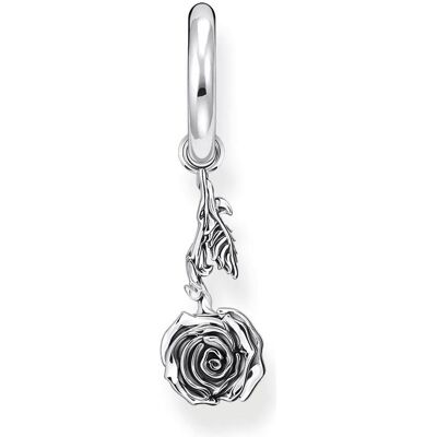 Thomas Sabo, Ohrringe, Einzel Creole mit Anhänger Midnight Rose Silber, (Silber 925) Thomas Sabo, Ohrringe, Einzel Creole mit Anhänger Midnight Rose Silber, (Silber 925)