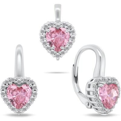 Brilio, Schmuck Set, Silver - Silver heart jewelry set with zircons SET273WP (earrings. pendant), Silber, (Silber) Brilio, Schmuck Set, Silver - Silver heart jewelry set with zircons SET273WP (earrings. pendant), Silber, (Silber)