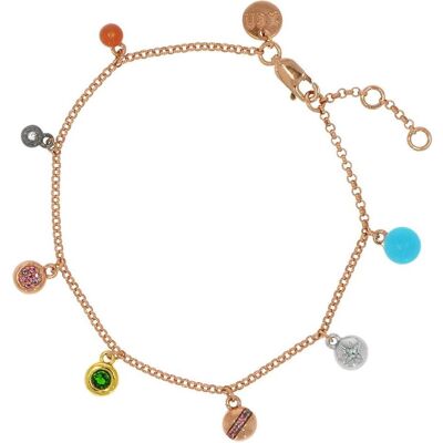 Xen, Armschmuck, Armband Multicolor ca. 1,55 ct. 17-19 cm rosèvergoldet, (19 cm, 925 Sterling Silber) Xen, Armschmuck, Armband Multicolor ca. 1,55 ct. 17-19 cm rosèvergoldet, (19 cm, 925 Sterling Silber)
