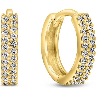 Brilio, Ohrringe, Silver - Sparkling gold-plated hoop earrings with zircons EA502Y, (Silber) Brilio, Ohrringe, Silver - Sparkling gold-plated hoop earrings with zircons EA502Y, (Silber)