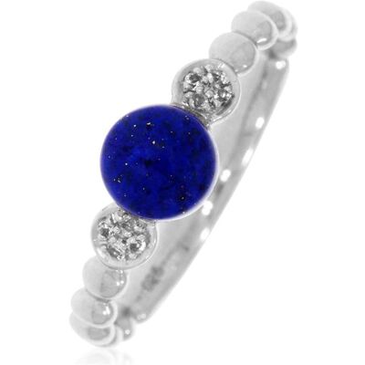 Xen, Ring, Ring mit Lapis und Weisstopase ca. 1,05 ct. rhodiniert, (56) Xen, Ring, Ring mit Lapis und Weisstopase ca. 1,05 ct. rhodiniert, (56)