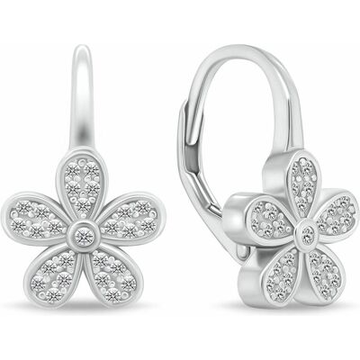 Brilio, Ohrringe, Silver - Silver flower earrings with clear zircons EA112W, (Silber) Brilio, Ohrringe, Silver - Silver flower earrings with clear zircons EA112W, (Silber)
