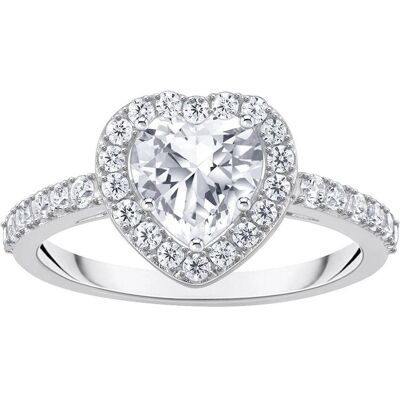 Thomas Sabo, Ring, Halo-Ring mit weissem Stein in Herzform, (52, 925 Silber) Thomas Sabo, Ring, Halo-Ring mit weissem Stein in Herzform, (52, 925 Silber)