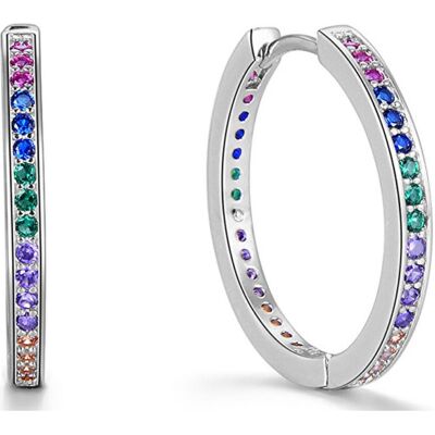 Beneto, Ohrringe, Round silver earrings with zircons AGUC2236 (L), (Silber) Beneto, Ohrringe, Round silver earrings with zircons AGUC2236 (L), (Silber)
