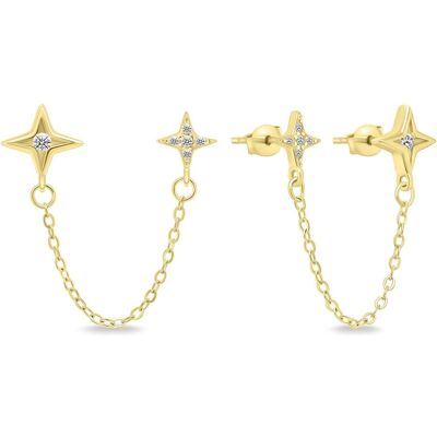 Brilio, Ohrringe, Silver - Stylish gold plated earrings with chain EA717Y, (Silber) Brilio, Ohrringe, Silver - Stylish gold plated earrings with chain EA717Y, (Silber)