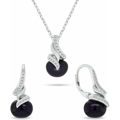 Brilio, Schmuck Set, Edles Schmuckset mit dunklen Perlen SET298WBC (Ohrringe, Halskette), Schwarz Brilio, Schmuck Set, Edles Schmuckset mit dunklen Perlen SET298WBC (Ohrringe, Halskette), Schwarz