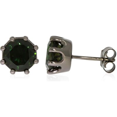 Xen, Ohrringe, Ohrstecker mit Chromediopsid HT-Quarz ca. 3,78 ct. Black Rhodium, (925 Sterling Silber) Xen, Ohrringe, Ohrstecker mit Chromediopsid HT-Quarz ca. 3,78 ct. Black Rhodium, (925 Sterling Silber)