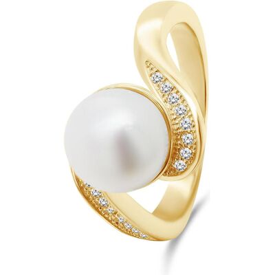 Brilio, Ring, Silver - Charming gold plated ring with real pearl RI061Y - Circuit: 54 mm, (54) Brilio, Ring, Silver - Charming gold plated ring with real pearl RI061Y - Circuit: 54 mm, (54)