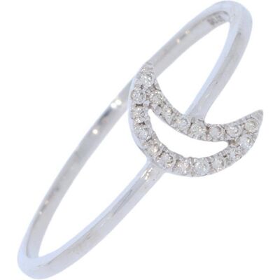 Xen, Ring, Ring Mond mit 18 Diamanten 0,06 ct. 585 Weissgold, (52) Xen, Ring, Ring Mond mit 18 Diamanten 0,06 ct. 585 Weissgold, (52)