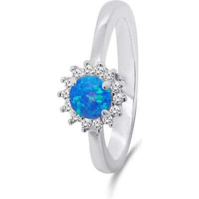 Brilio, Ring, Silver - Beautiful silver ring with opal and zircons RI056WB - Circuit: 58 mm, (58, 925 Silber) Brilio, Ring, Silver - Beautiful silver ring with opal and zircons RI056WB - Circuit: 58 mm, (58, 925 Silber)