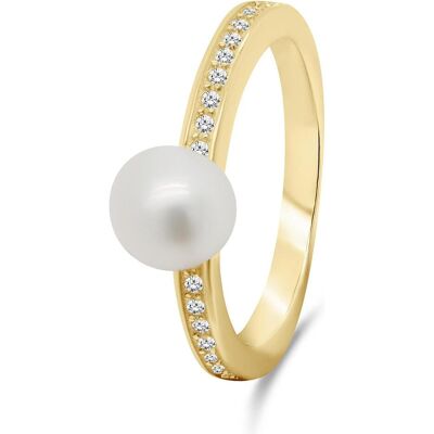 Brilio, Ring, Silver - Elegant gold plated ring with real pearl RI055Y - Circuit: 58 mm, (58, 925 Silber) Brilio, Ring, Silver - Elegant gold plated ring with real pearl RI055Y - Circuit: 58 mm, (58, 925 Silber)