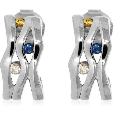 Xen, Ohrringe, Ohrstecker mit Multicolor Saphire, (925 Sterling Silber) Xen, Ohrringe, Ohrstecker mit Multicolor Saphire, (925 Sterling Silber)