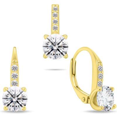 Brilio, Ohrringe, Silver - Elegant gold-plated set with zircons SET274Y (pendant. dangle earrings), (Silber) Brilio, Ohrringe, Silver - Elegant gold-plated set with zircons SET274Y (pendant. dangle earrings), (Silber)