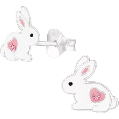 Maxte, Ohrringe, Silberne Hasen- für Kinder mit Kristall und Epoxid, (Silber 925, Sterling Silver) Maxte, Ohrringe, Silberne Hasen- für Kinder mit Kristall und Epoxid, (Silber 925, Sterling Silver)