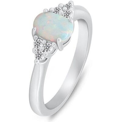 Brilio, Ring, Silver - Decent silver ring with opal and zircons RI109W - Circuit: 52 mm, (52, 925 Silber) Brilio, Ring, Silver - Decent silver ring with opal and zircons RI109W - Circuit: 52 mm, (52, 925 Silber)