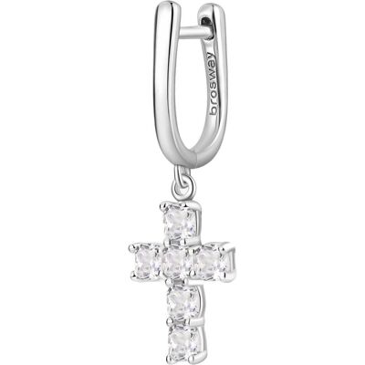 Brosway, Ohrringe, Silver single earrings Cross Fancy Infinite White FIW22, (Silber) Brosway, Ohrringe, Silver single earrings Cross Fancy Infinite White FIW22, (Silber)