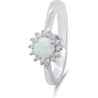 Brilio, Ring, Silver - Beautiful silver ring with opal and zircons RI056W - Circuit: 58 mm, (58, 925 Silber) Brilio, Ring, Silver - Beautiful silver ring with opal and zircons RI056W - Circuit: 58 mm, (58, 925 Silber)
