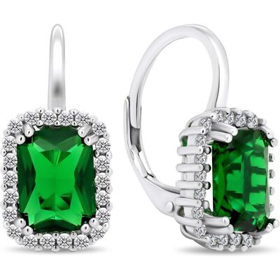 Brilio, Ohrringe, Silver - Modern silver earrings with emeralds EA400WG, (Silber) Brilio, Ohrringe, Silver - Modern silver earrings with emeralds EA400WG, (Silber)