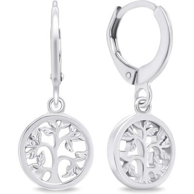 Brilio, Ohrringe, Silver - Silver hoop earrings Tree of Life EA648W, (Silber) Brilio, Ohrringe, Silver - Silver hoop earrings Tree of Life EA648W, (Silber)